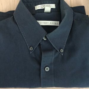 Geoffrey Beene 15/32-33 Navy Button Dress Shirt